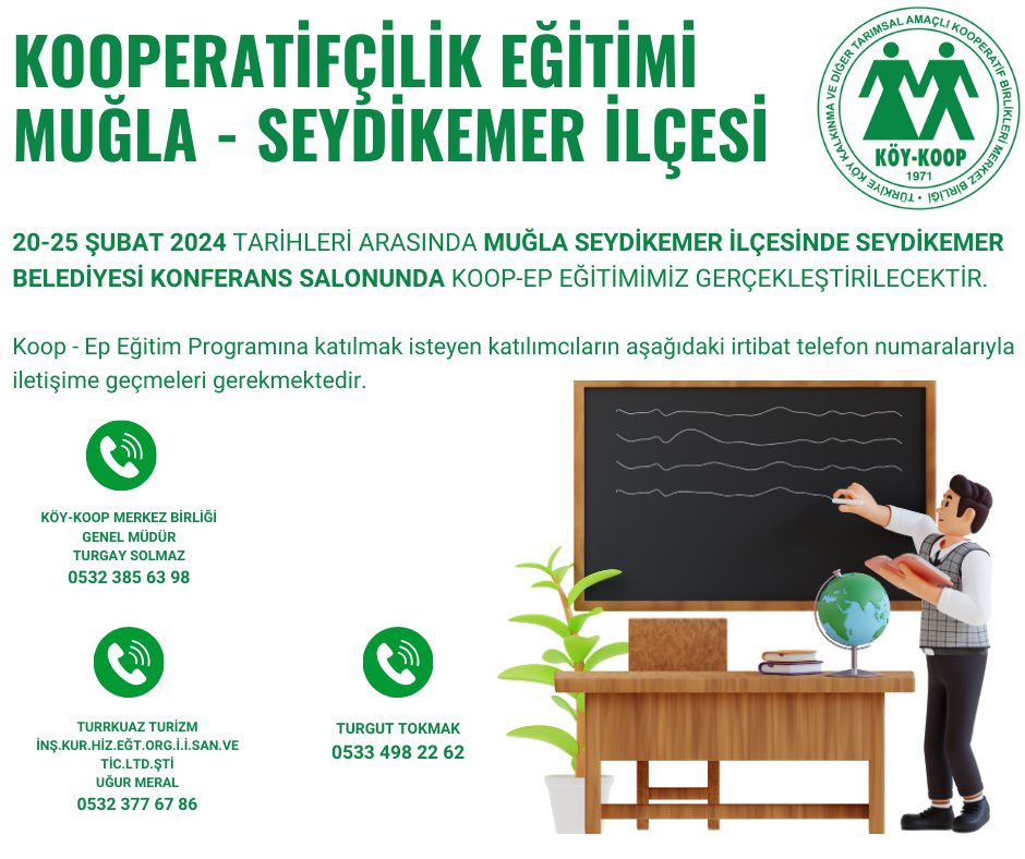 KOOPERATİFÇİLİK EĞİTİMİ MUĞLA SEYDİKEMER